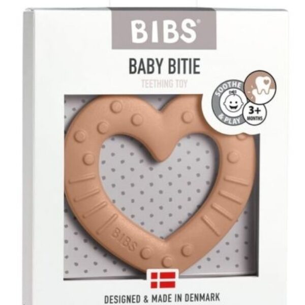 BIBS Baby Bitie Heart Peach - Silikónové hryzátko Srdiečko - merunkové