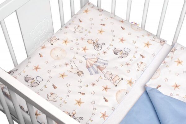 3-dielna sada Mantinel s obliečkami Baby Nellys Cirkus, modrá/biela - Image 2