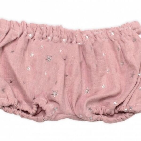 Baby Nellys mušelínové letné kraťasky Stars, pudrové