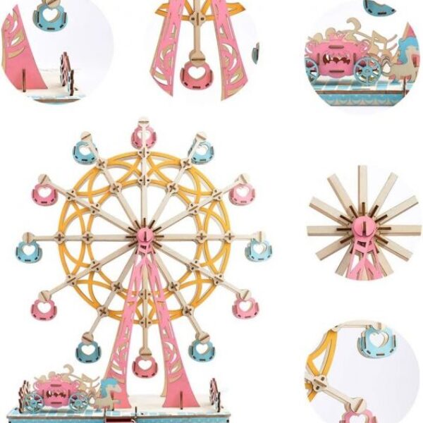 Woodcraft Drevené 3D puzzle Ruské koleso pastelové